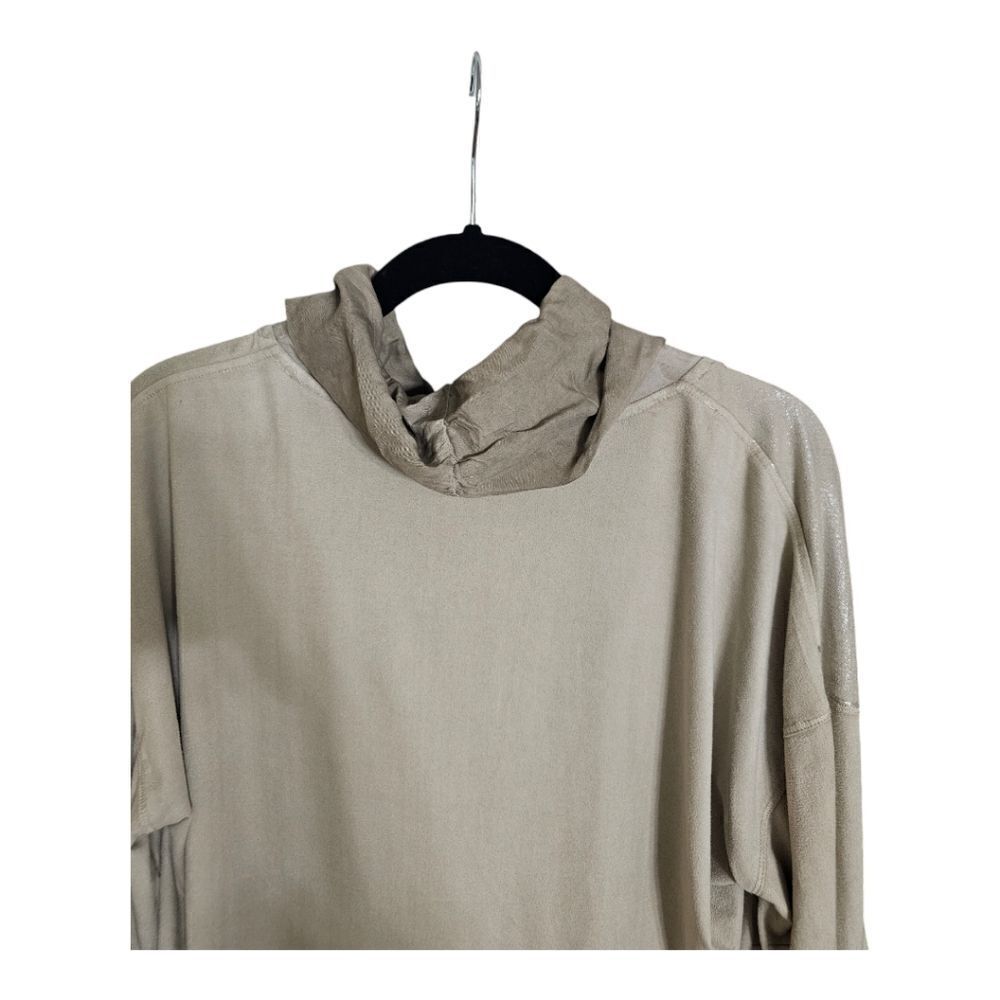 JOHN MARK Mixed Media Metallic Cowl Neck Tunic Shirt Top - Size Medium - Picture 4 of 7
